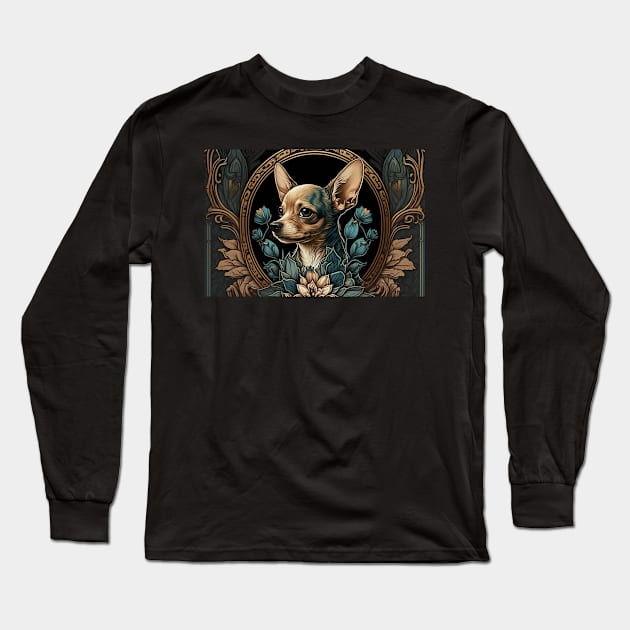 Chihuahua - Art Nouveau Style Long Sleeve T-Shirt by ArtNouveauChic